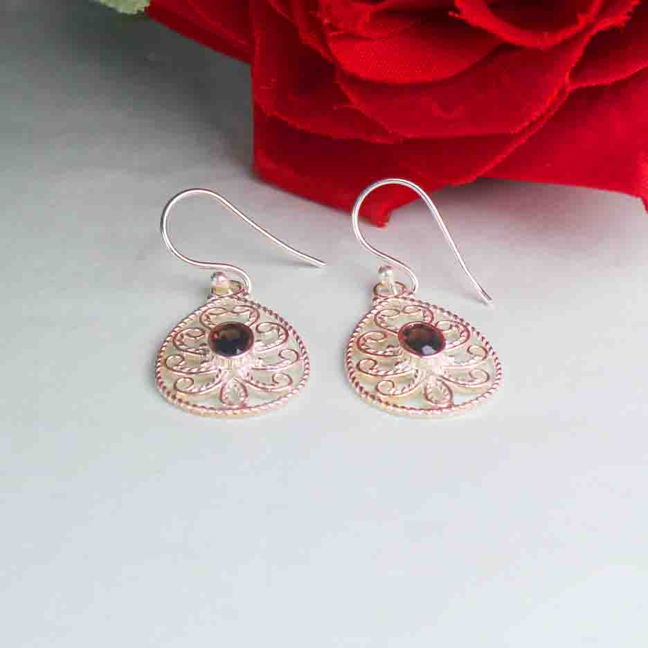 Modern Brown Smoky Quartz Earrings Made of Brass Silver Polished Danglers