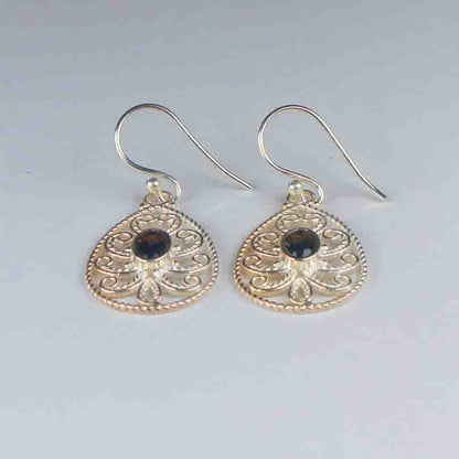 Modern Brown Smoky Quartz Earrings Made of Brass Silver Polished Danglers