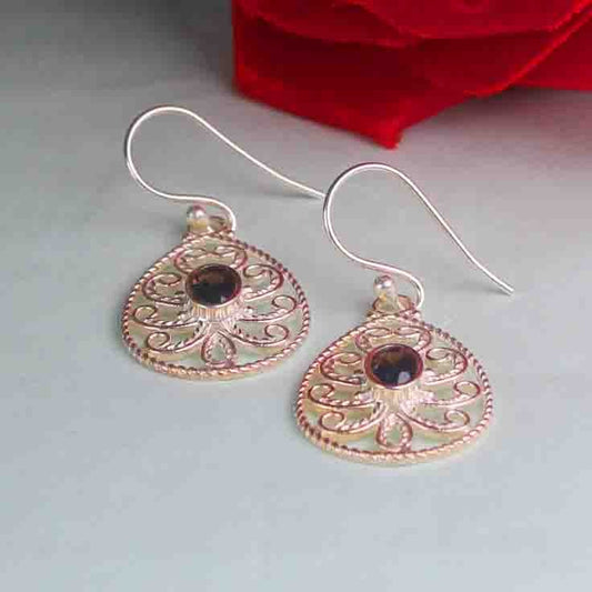 Modern Brown Smoky Quartz Earrings Made of Brass Silver Polished Danglers