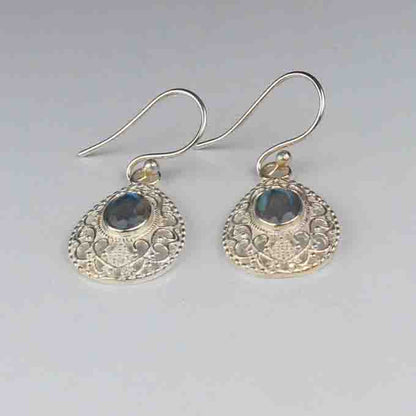 One of a kind Blue Labradorite Earrings Made of Brass Silver Polished Danglers