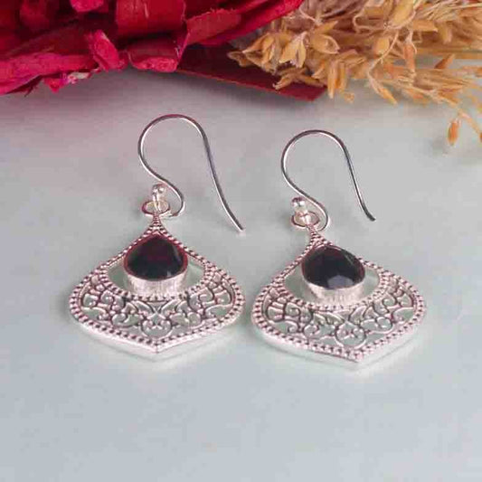Timeless Black Spinel Earrings Made of Brass Silver Polished Danglers