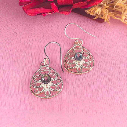Elegant Blue Aquamarine Earrings Made of Brass Silver Polished Danglers