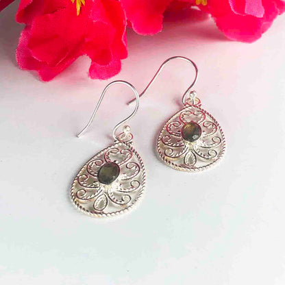 Fantastic Blue Labradorite Earrings Made of Brass Silver Polished Danglers
