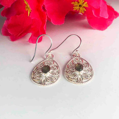 Fantastic Blue Labradorite Earrings Made of Brass Silver Polished Danglers