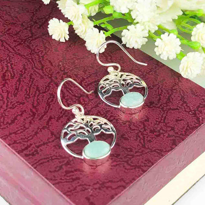 Wonderful Blue Amazonite Earrings Made of Brass Silver Polished Danglers