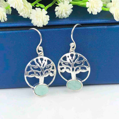 Wonderful Blue Amazonite Earrings Made of Brass Silver Polished Danglers