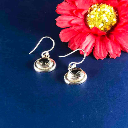 Radiant Green Amethyst Earrings Made of Brass Silver Polished Danglers