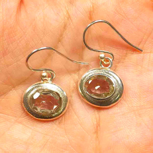 Radiant Green Amethyst Earrings Made of Brass Silver Polished Danglers