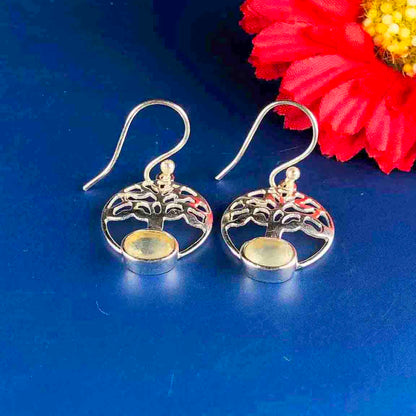 One of a kind Green Opal Earrings Made of Brass Silver Polished Danglers