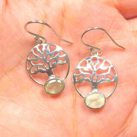 One of a kind Green Opal Earrings Made of Brass Silver Polished Danglers