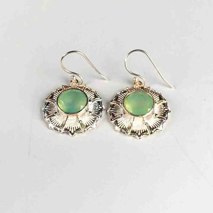 Amazing Green Opal Earrings Made of Brass Silver Polished Danglers