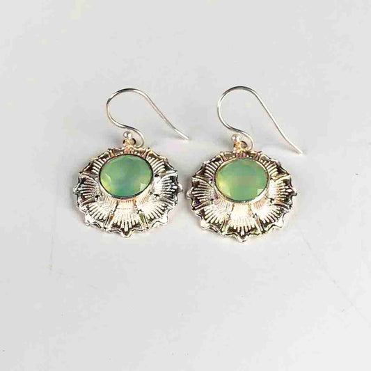 Amazing Green Opal Earrings Made of Brass Silver Polished Danglers
