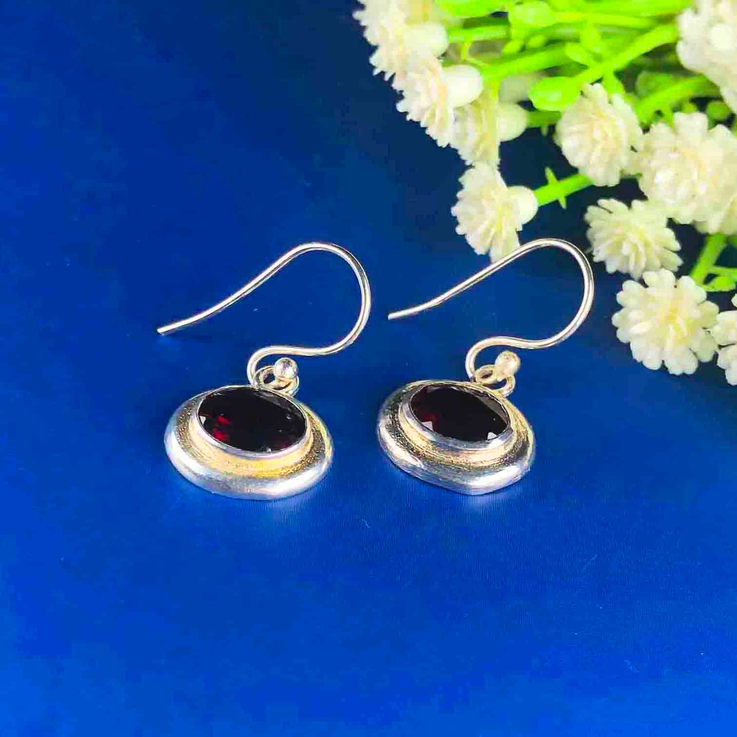 Top Quality Red Ruby Earrings Made of Brass Silver Polished Danglers