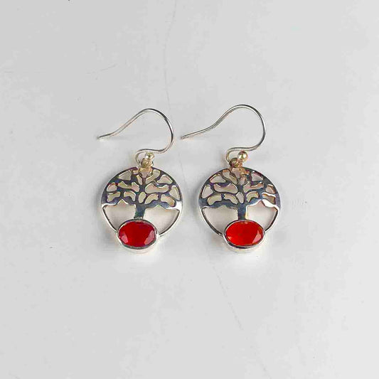 One of a kind Red Carnelian Earrings Made of Brass Silver Polished Danglers