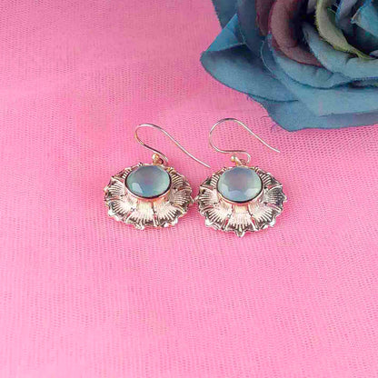 Amazing Blue Opal Earrings Made of Brass Silver Polished Danglers