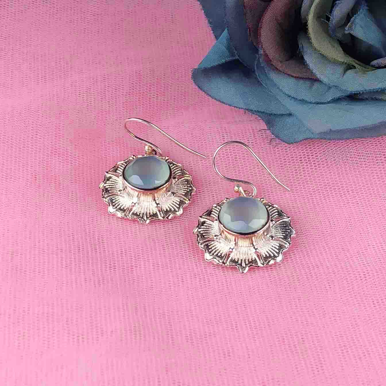 Amazing Blue Opal Earrings Made of Brass Silver Polished Danglers