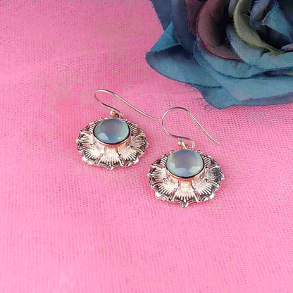 Amazing Blue Opal Earrings Made of Brass Silver Polished Danglers