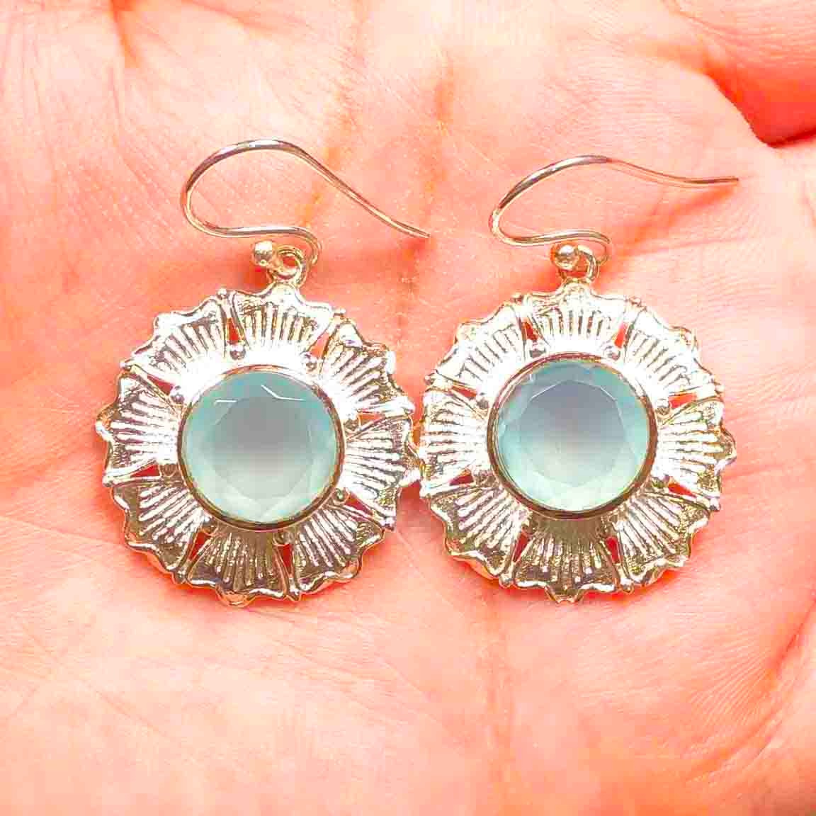 Amazing Blue Opal Earrings Made of Brass Silver Polished Danglers