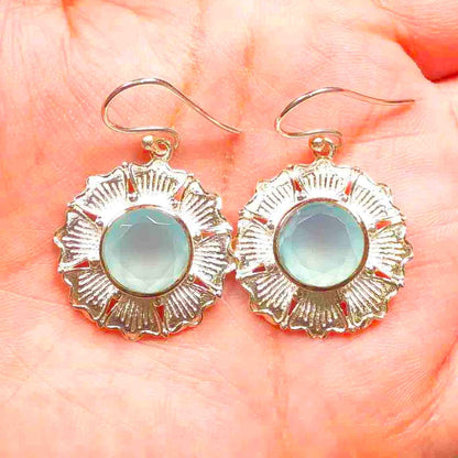 Amazing Blue Opal Earrings Made of Brass Silver Polished Danglers