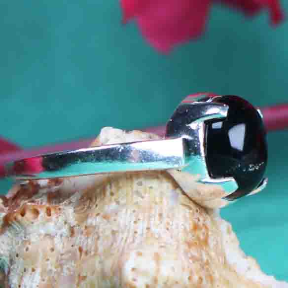 Gorgeous Black Obsidian Ring Main Metal Brass, Silver Coated