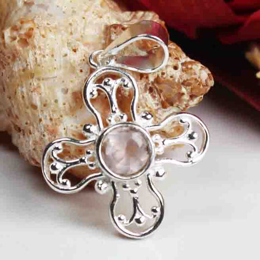 Superb Pink Rose Quartz Pendant