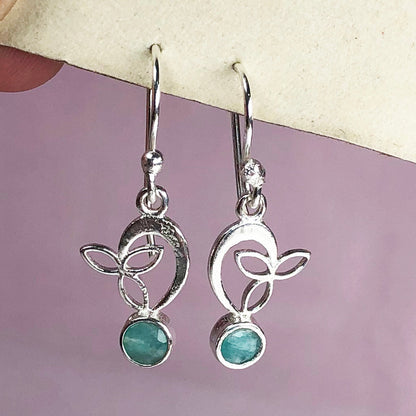 Expressive Blue Amazonite Earrings Made of Brass Silver Polished Danglers