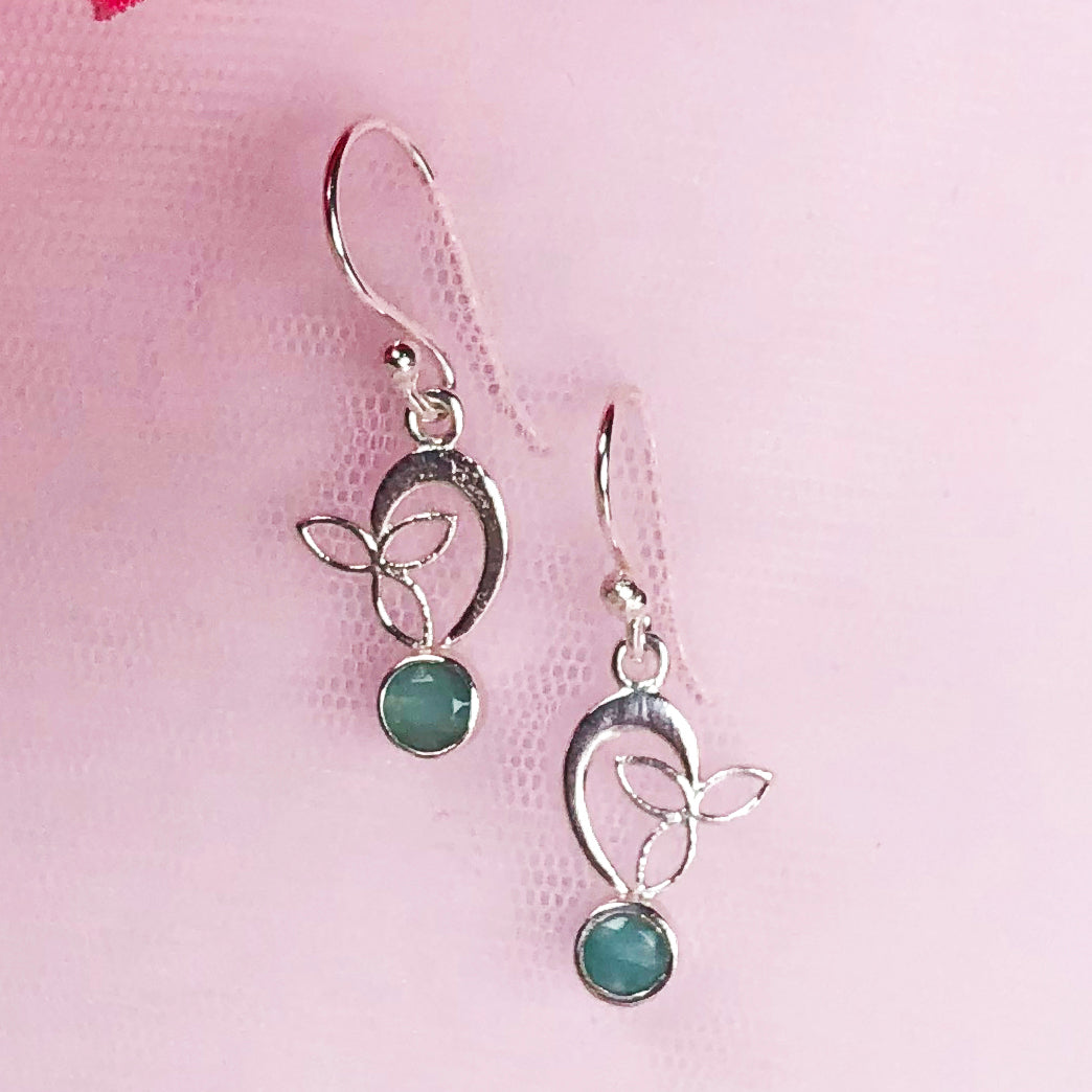 Expressive Blue Amazonite Earrings Made of Brass Silver Polished Danglers