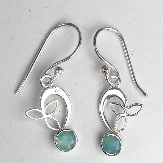Expressive Blue Amazonite Earrings Made of Brass Silver Polished Danglers