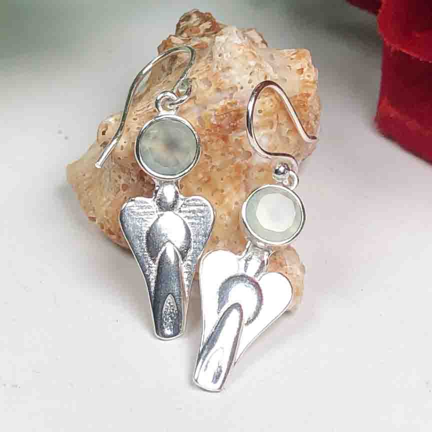 Fantastic Green Opal Earrings Made of Brass Silver Polished Danglers