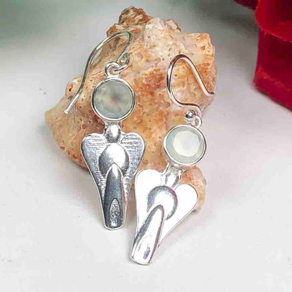Fantastic Green Opal Earrings Made of Brass Silver Polished Danglers