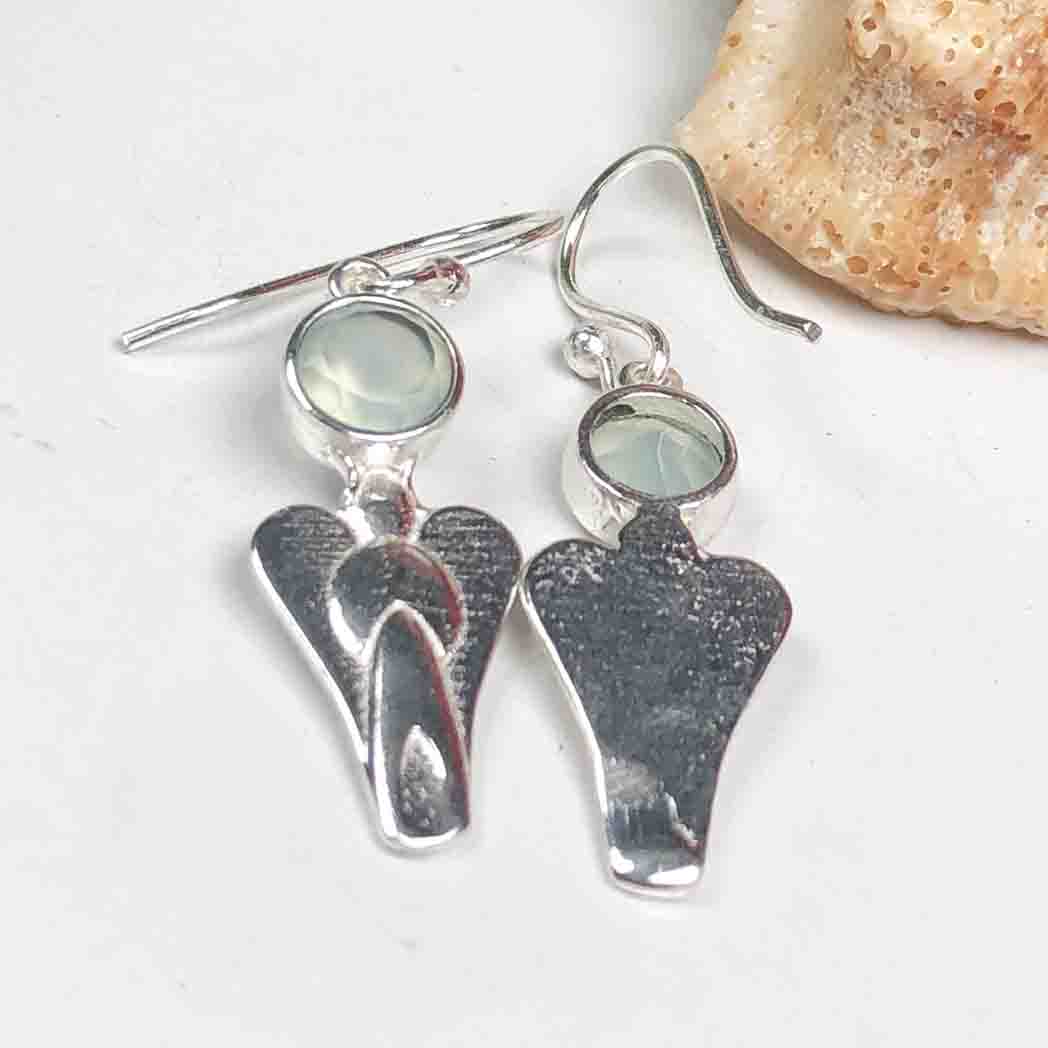 Fantastic Green Opal Earrings Made of Brass Silver Polished Danglers