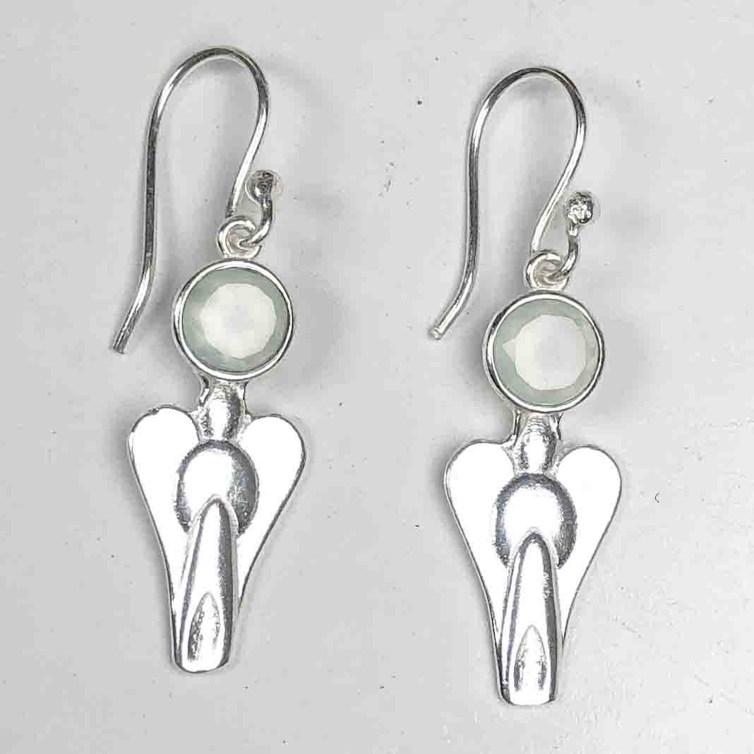 Fantastic Green Opal Earrings Made of Brass Silver Polished Danglers