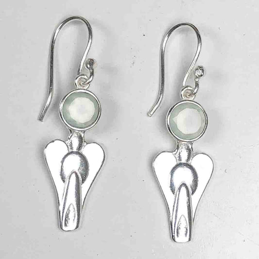 Fantastic Green Opal Earrings Made of Brass Silver Polished Danglers