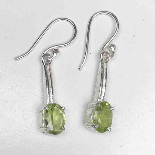 Precious Green Peridot Earrings Made of Brass Silver Polished Danglers