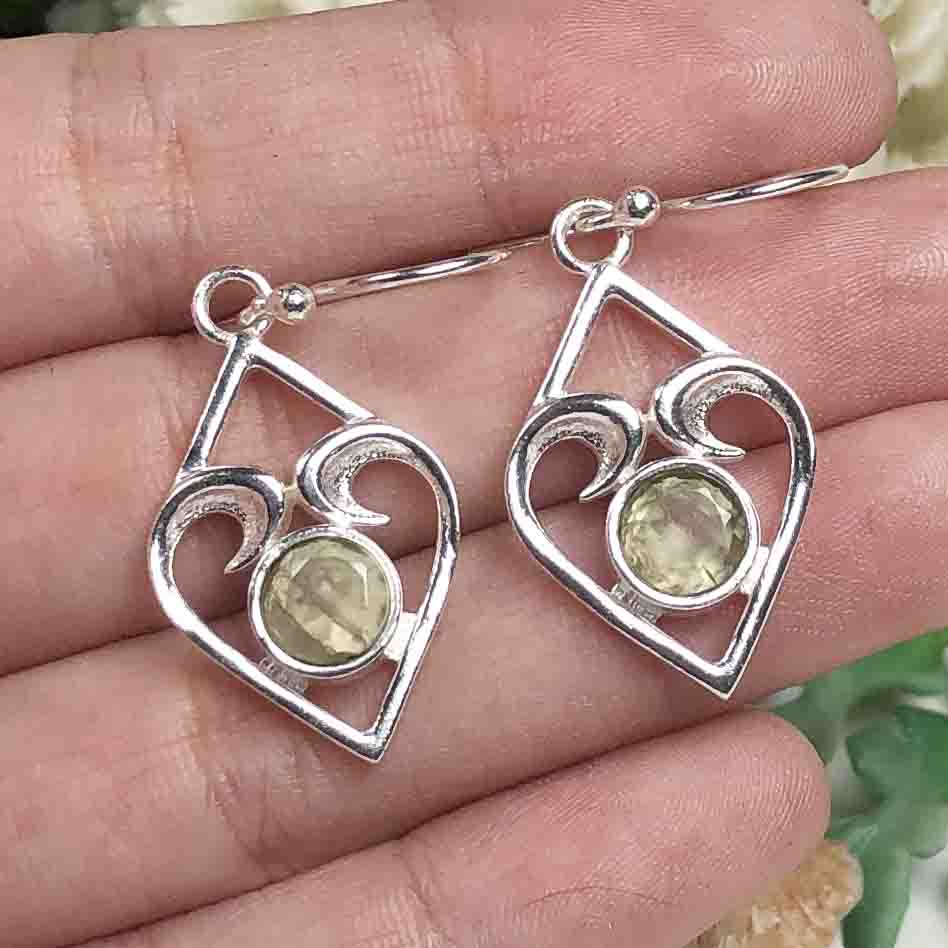 Fashionable Green Opal Earrings Made of Brass Silver Polished Danglers