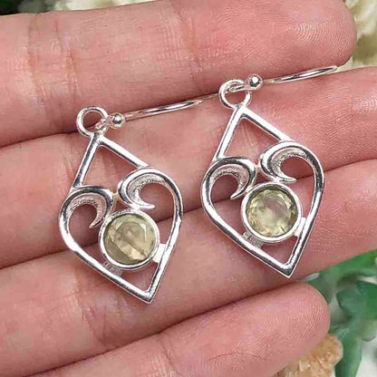 Fashionable Green Opal Earrings Made of Brass Silver Polished Danglers