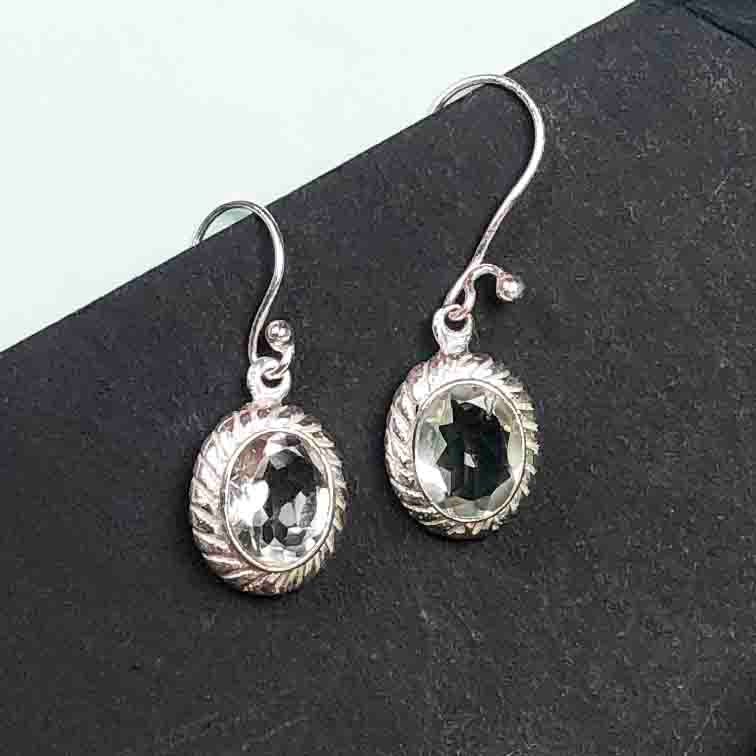 Elegant Green Amethyst Earrings Made of Brass Silver Polished Danglers