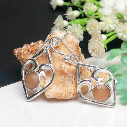 Awesome Pink Chalcedony Earrings Made of Brass Silver Polished Danglers