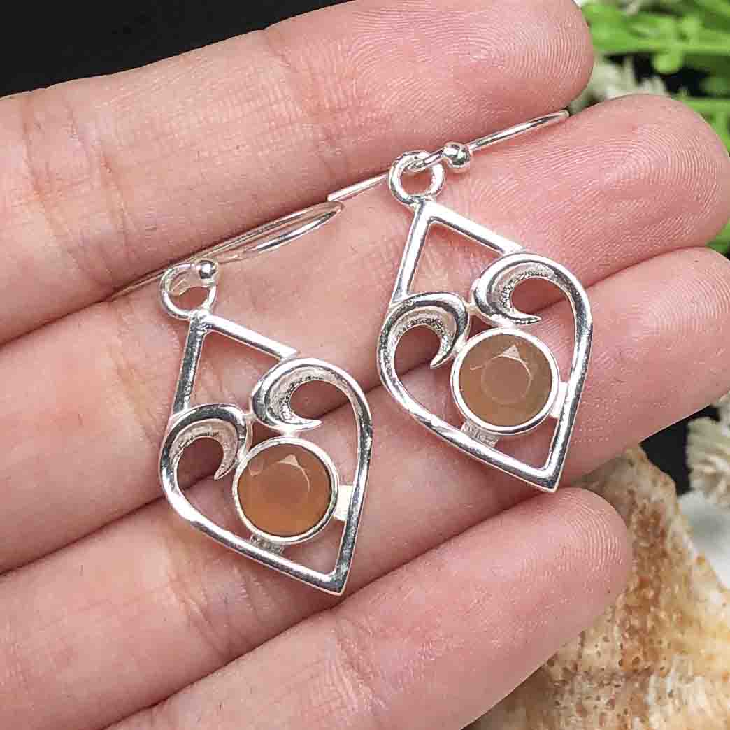 Awesome Pink Chalcedony Earrings Made of Brass Silver Polished Danglers
