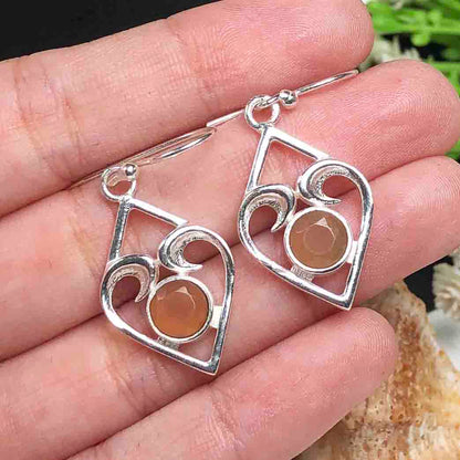 Awesome Pink Chalcedony Earrings Made of Brass Silver Polished Danglers