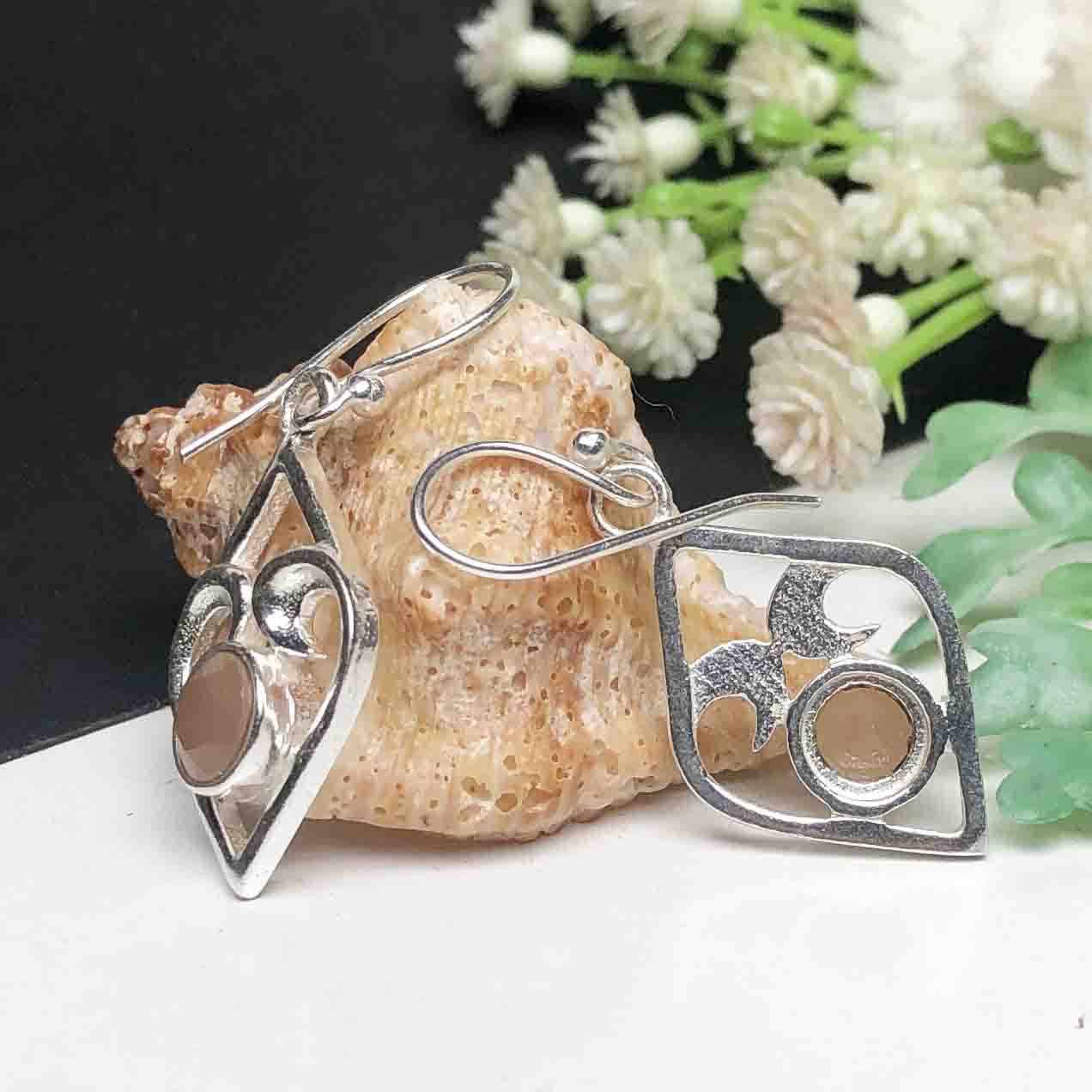Awesome Pink Chalcedony Earrings Made of Brass Silver Polished Danglers