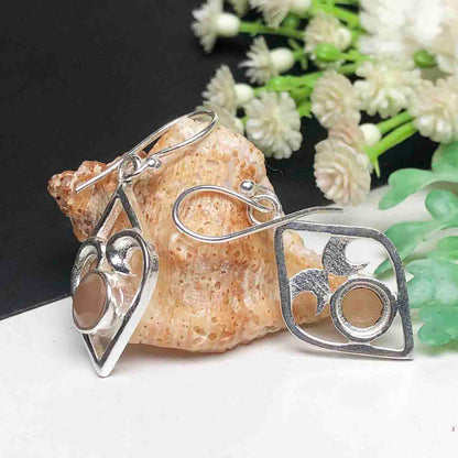 Awesome Pink Chalcedony Earrings Made of Brass Silver Polished Danglers