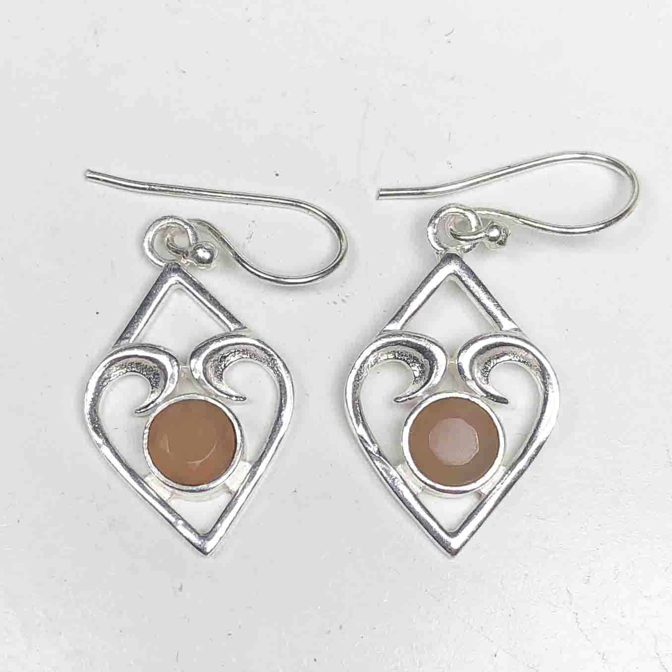 Awesome Pink Chalcedony Earrings Made of Brass Silver Polished Danglers