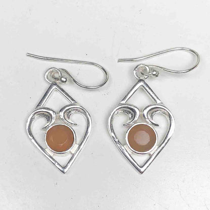 Awesome Pink Chalcedony Earrings Made of Brass Silver Polished Danglers