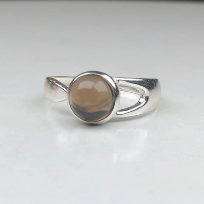 Amazing Brown Smoky Quartz Ring Main Metal Brass, Silver Coated