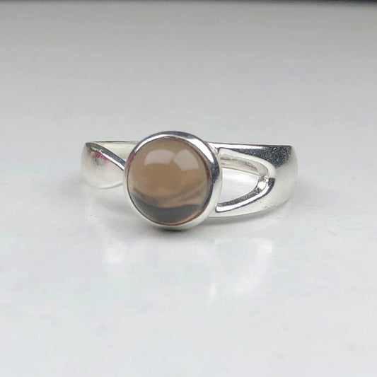 Amazing Brown Smoky Quartz Ring Main Metal Brass, Silver Coated