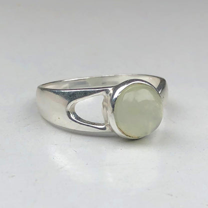 One of a kind White Clear Quartz Ring Main Metal Brass, Silver Coated