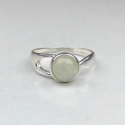 One of a kind White Clear Quartz Ring Main Metal Brass, Silver Coated