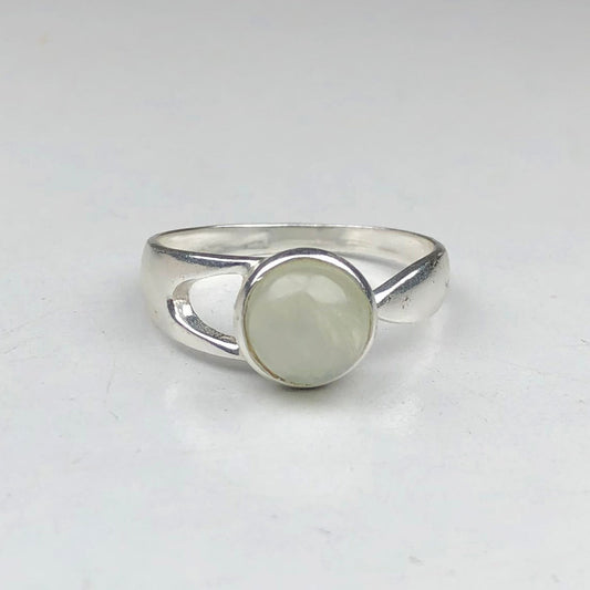 One of a kind White Clear Quartz Ring Main Metal Brass, Silver Coated