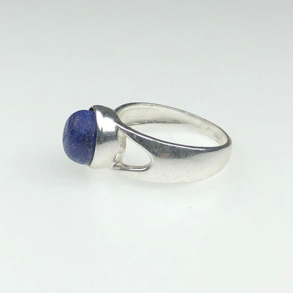 Very pretty Blue Lapiz Lazuli Ring Main Metal Brass, Silver Coated